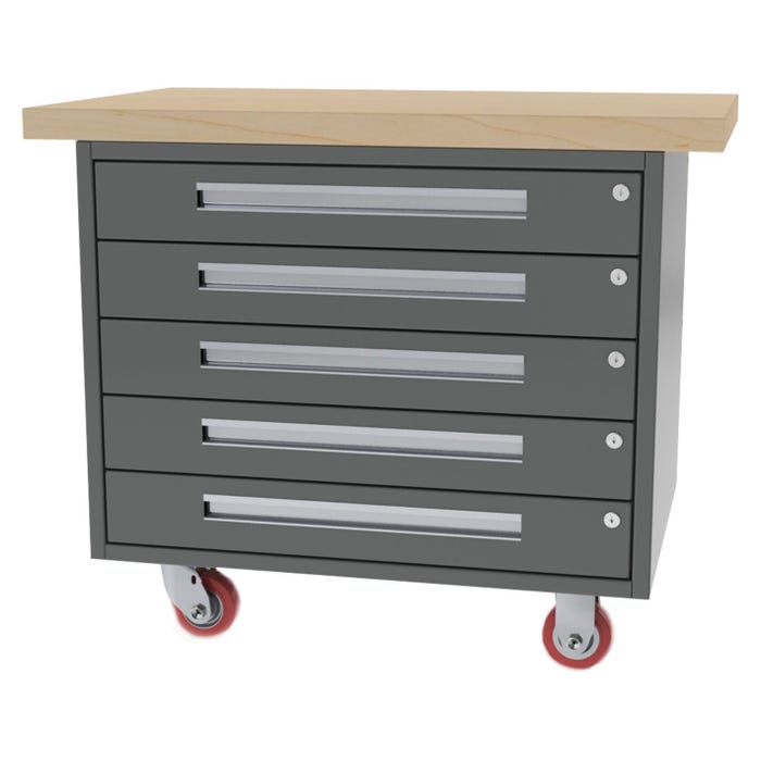 Greene 5 Drawer Mobile Workbench, 38 x 24 x 34 Inches