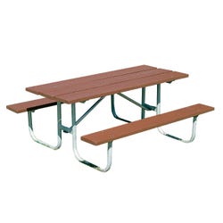 UltraSite Rectangle Natural Wood Heavy Duty 8 Foot Picnic Table, 96 x 60 x 30 Inches, Pressure Treated 1364747