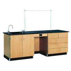 Image for Diversified Spaces Kinetic Instructor's Desk, 96 x 30 x 35-3/4 Inches, Oak Veneer, Phenolic Resin Top from School Specialty