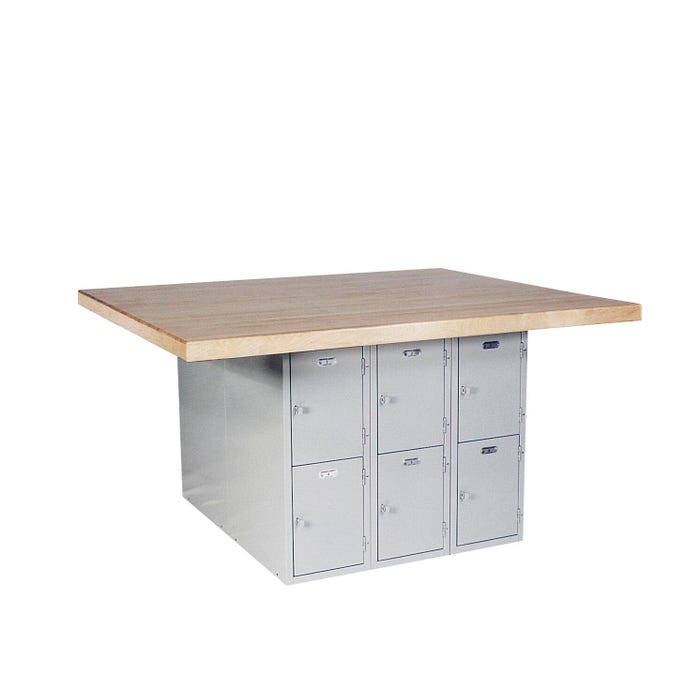 Montisa 4 Station Workbench with 12 Vertical Lockers