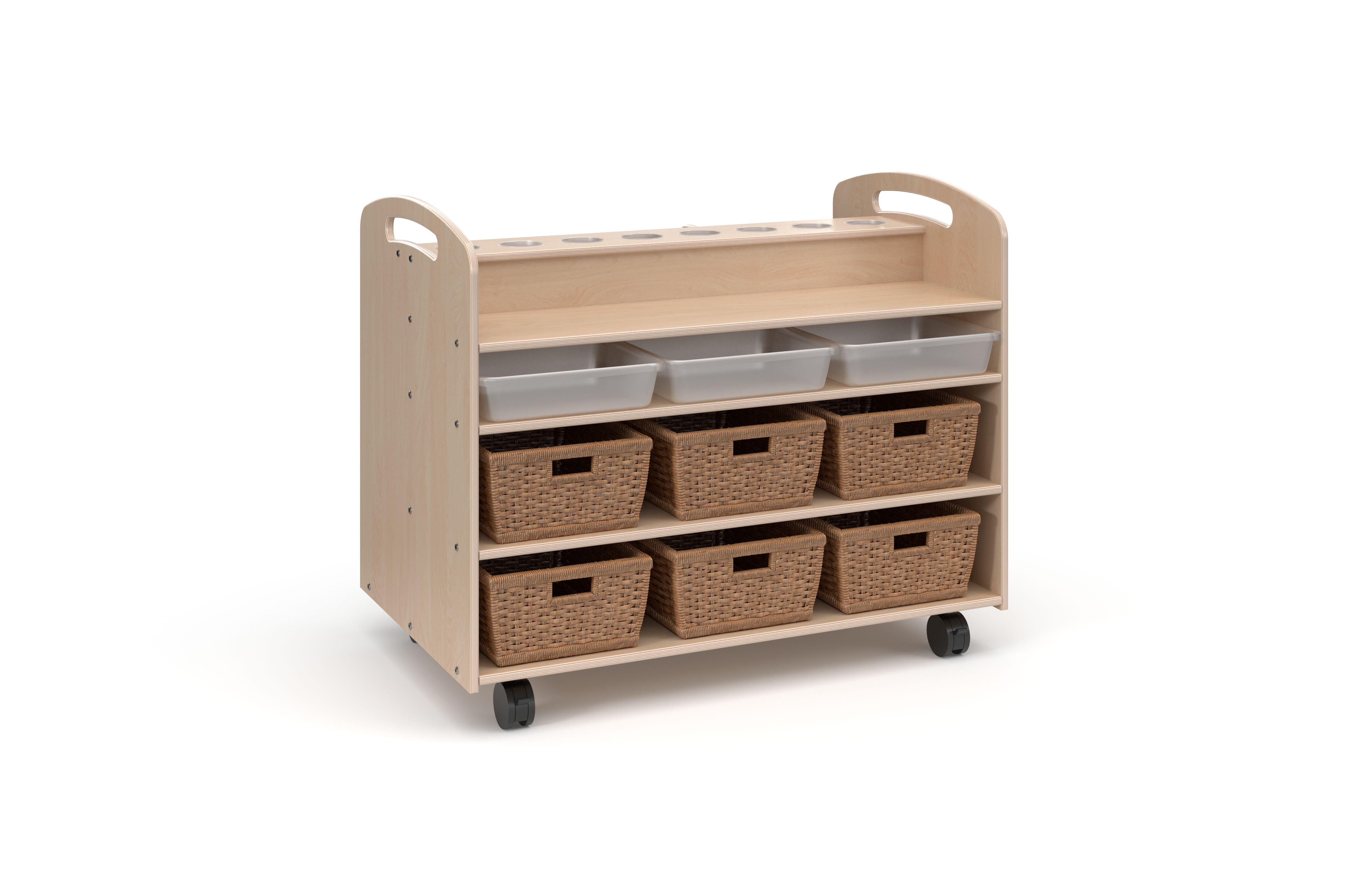 Childcraft Art Storage Trolley with Cups and Translucent Trays and Baskets and Translucent Bins, 39 x 24 x 32 Inches 2155789