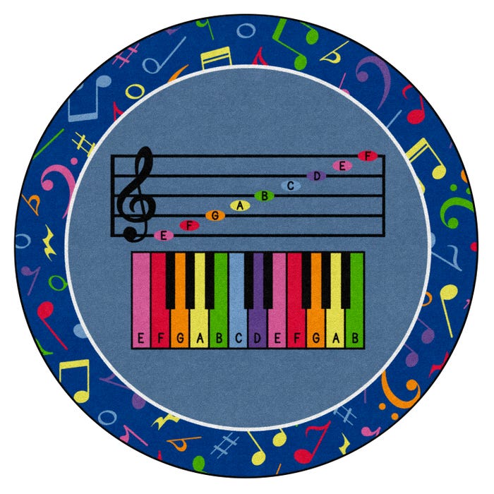 Childcraft Music Notes Carpet for Classrooms, Round