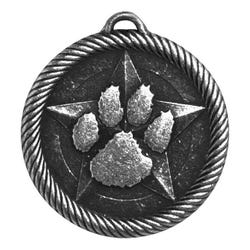 PDU CAT Multi-Level Dovetail/Paw Print Value Medal, 2 Inches, Solid Die Cast, Silver