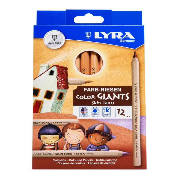 Lyra Color-Giants Pencils, Assorted Skin Tone Colors, Set of 12