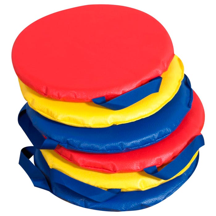 Children's Factory Round Floor Cushion Set, 12 x 1 Inches, Primary, Set of 6