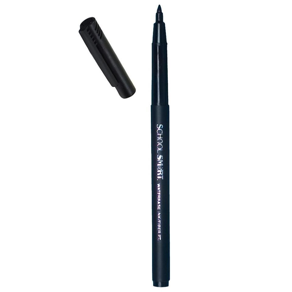 School Smart Felt Tip Pen Marker, Water Based Ink Fine Tip, Black, Pack of 12 077235