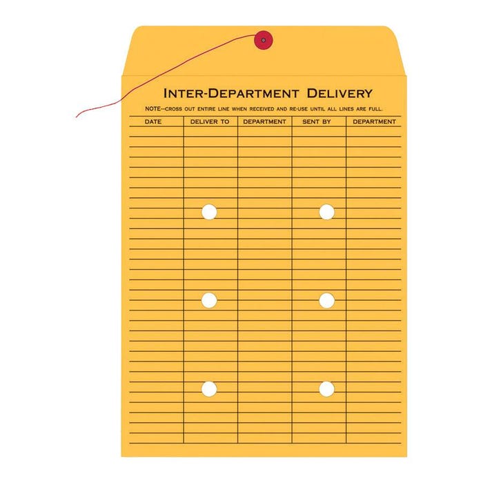 Quality Park Inter-Departmental Envelopes, 9 x 12 Inches, Kraft, Box of 100