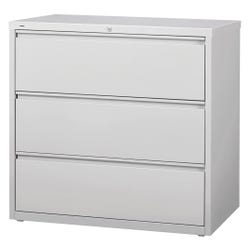 Lorell Telescoping Suspension Light Gray Lateral Files, 3-Drawer, 42 x 18-5/8 x 40-1/4 Inches