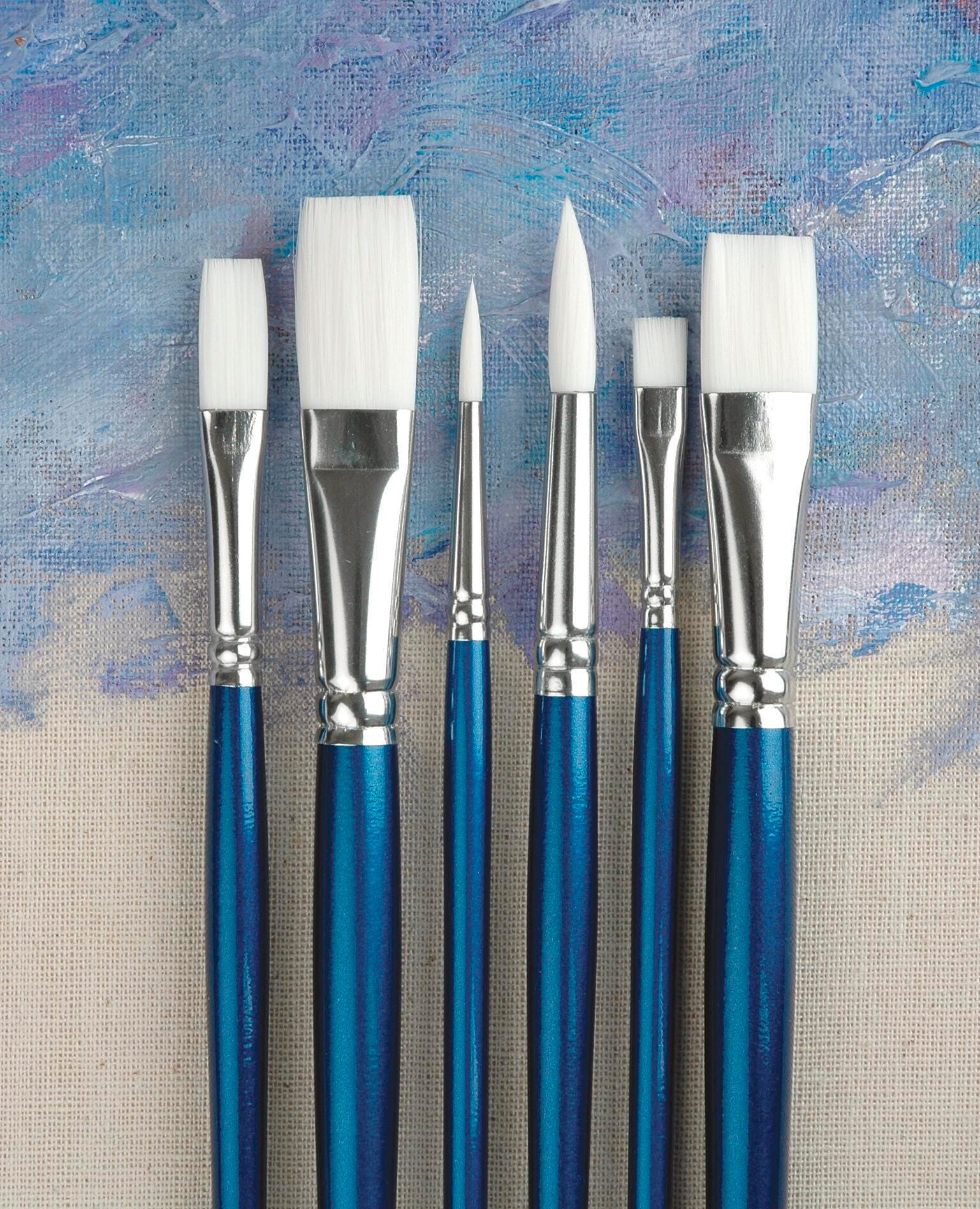 Sax Bristilina White Konex Paint Brushes, Assorted Sizes, Blue, Set of 6 Item Number 444587