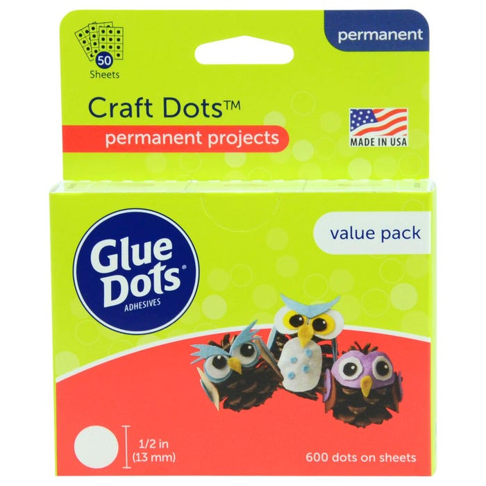 Glue Dots Craft Glue Dot Value Pack, 1/2 Inch, Clear, Pack of 600