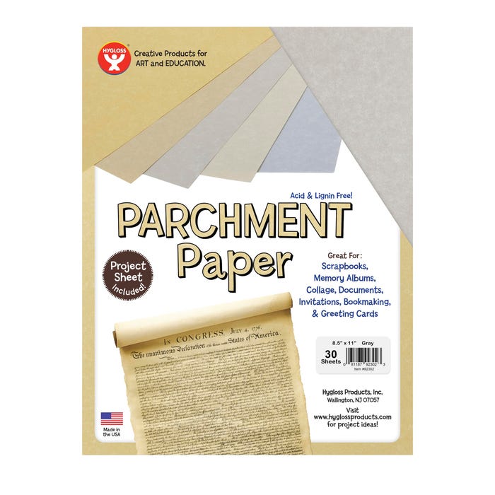 Hygloss Parchment Paper, 8-1/2 x 10 Inches, Gray, Pack of 30