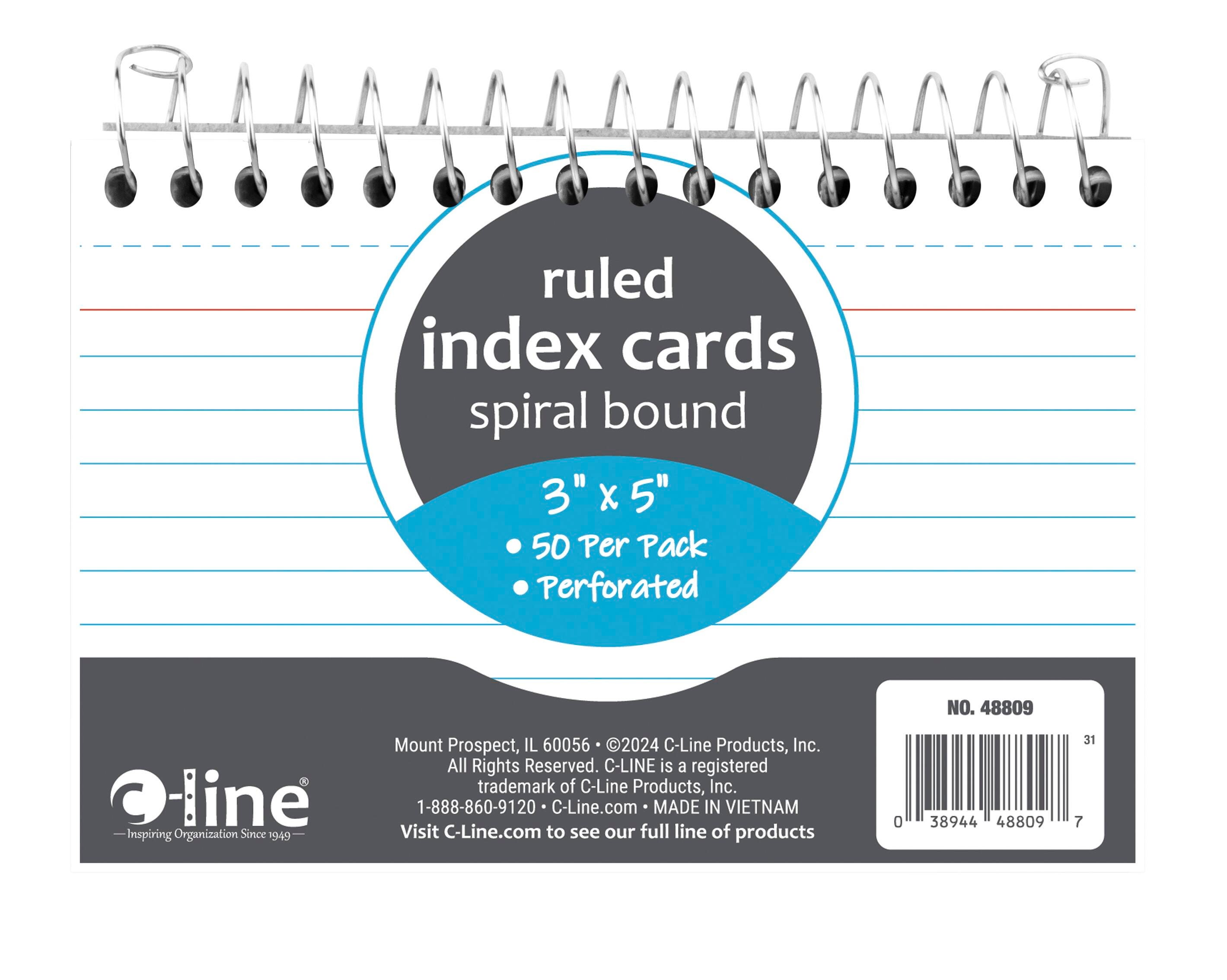 C-Line Spiral Bound Index Card Notebook, 3 x 5 Inches, Ruled, 50 Cards 2149731