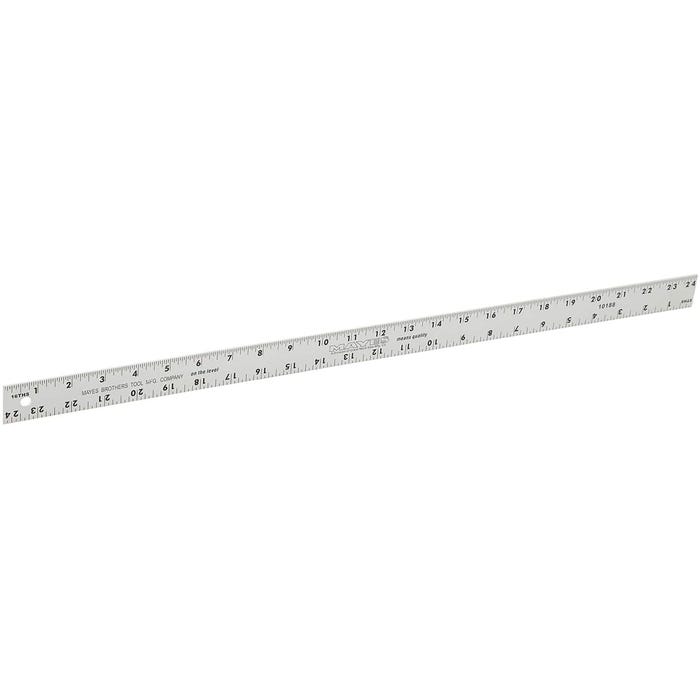 Mayes Hard Aluminum Ruler, 24 x 1-1/4 Inches