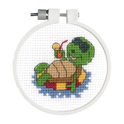 Janlynn Counted Cross Stitch Kit, Floating Turtle