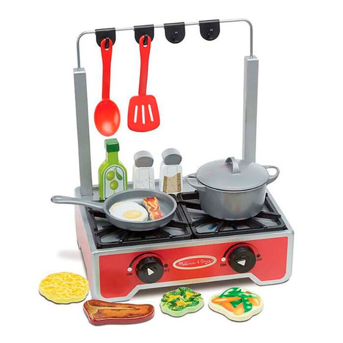 Melissa & Doug Deluxe Wooden Cooktop Set, 17 Pieces