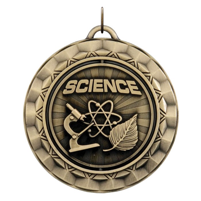 PDU CAT Science Die Struck Spinner Medal, 2 Inches, Metal, Gold