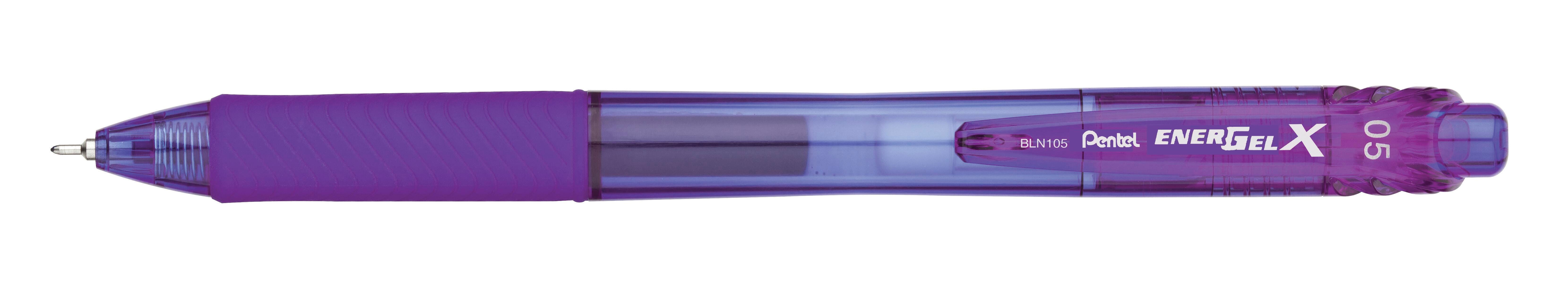 Pentel EnerGel-X Retractable Liquid Gel Pen, 0.5 mm, Violet, Pack of 12 1490857