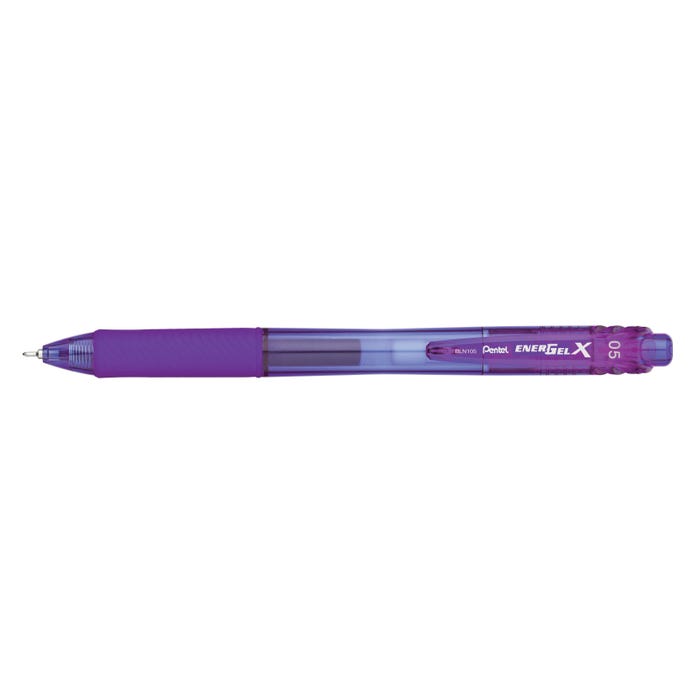 Pentel EnerGel-X Retractable Liquid Gel Pen, 0.5 mm, Violet, Pack of 12