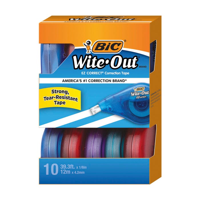 BIC Wite-Out EZ Correct Correction Tape, White, Pack of 10
