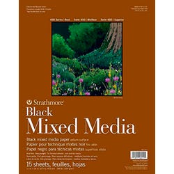 Strathmore 400 Series Mixed Media Pad, 11 x 14 Inches, 184 lb, Black, 15 Sheets
