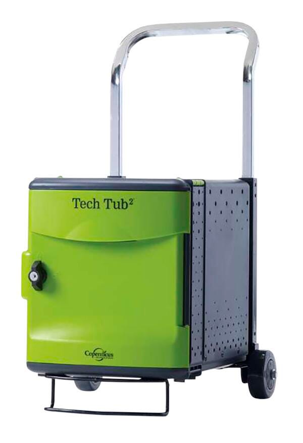 Image for Copernicus Tech Tub2 Trolley, Holds 6 devices, 14-3/4 x 19-1/2 x 26-1/4 Inches, Black and Green from School Specialty
