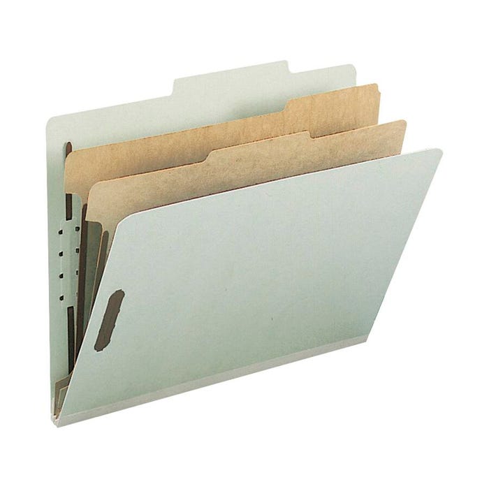 Nature Saver Pressboard Classification Folder, Letter Size, 2 Inch Expansion, 2 Dividers, Gray/Green, Pack of 10