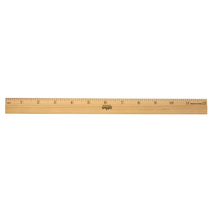 School Smart Wood Ruler, Single Beveled Plain Edge, 12 Inches, Scaled in 1/8 Inch Increments