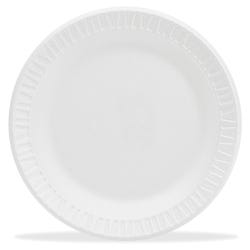 Dart Container Unlaminated Dinnerware Plate, 9 W in, Foam, White, Pack of 125, Item Number 1473403