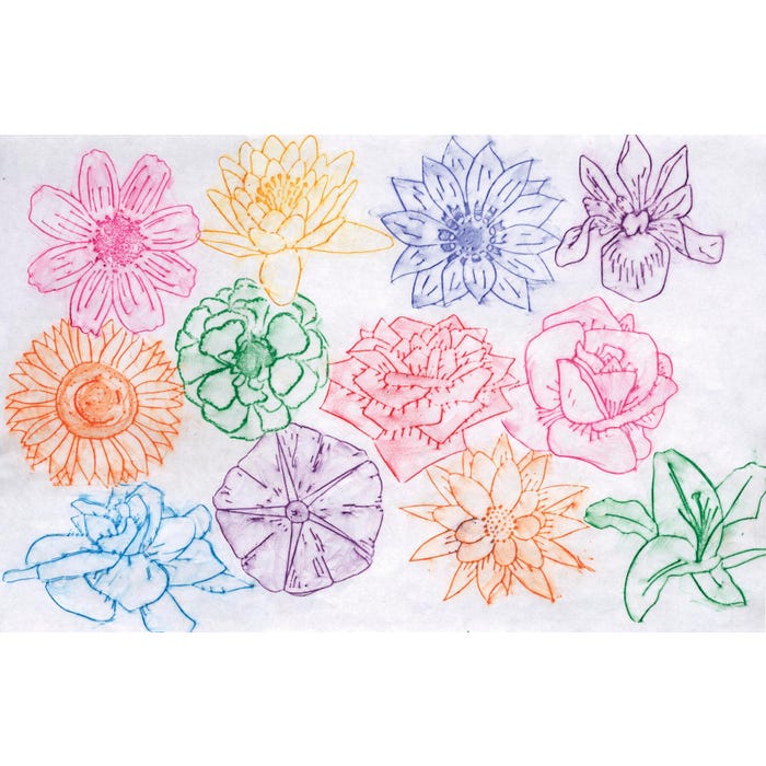 Roylco Flower Rubbing Plates, 4-1/2 x 6-1/2 Inches, Set of 16