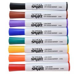 School Smart Dry Erase Markers, Chisel Tip, Low Odor, Assorted Colors, Pack of 8 1400751