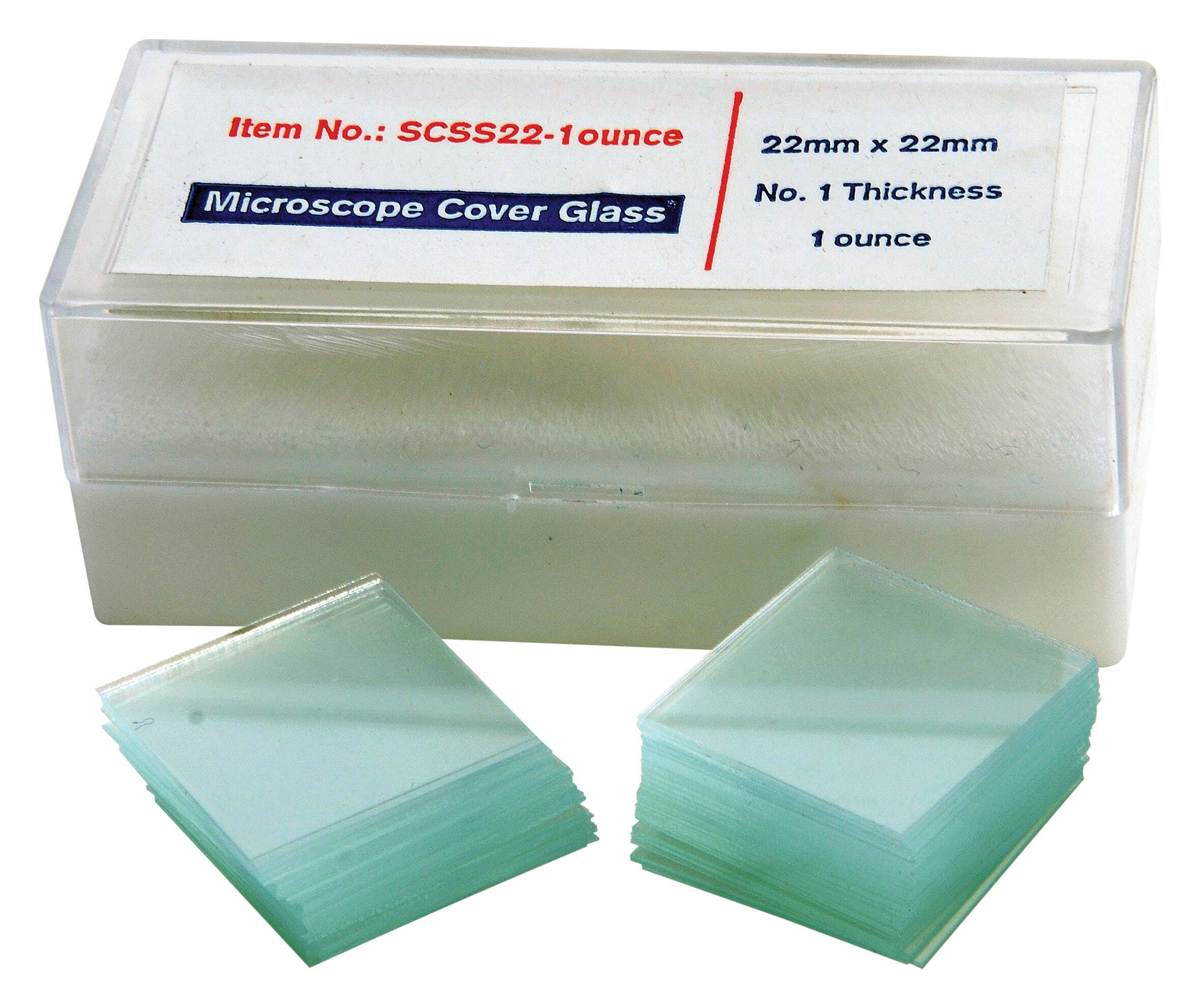 Frey Scientific Cover Slip, 22 X 22 mm, No 1: 0.13 - 0.17 mm Thickness, Glass, Pack of 100, Item Number 594765
