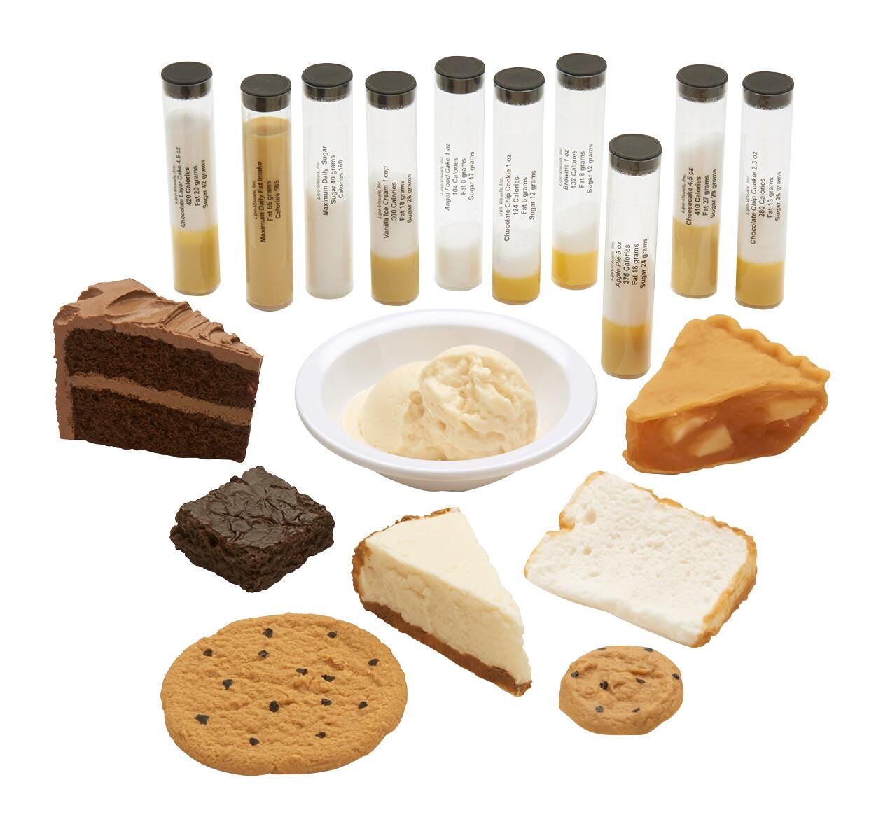 Nacso Dessert Food Replica Kit with Lipo-Visuals, Set of 18