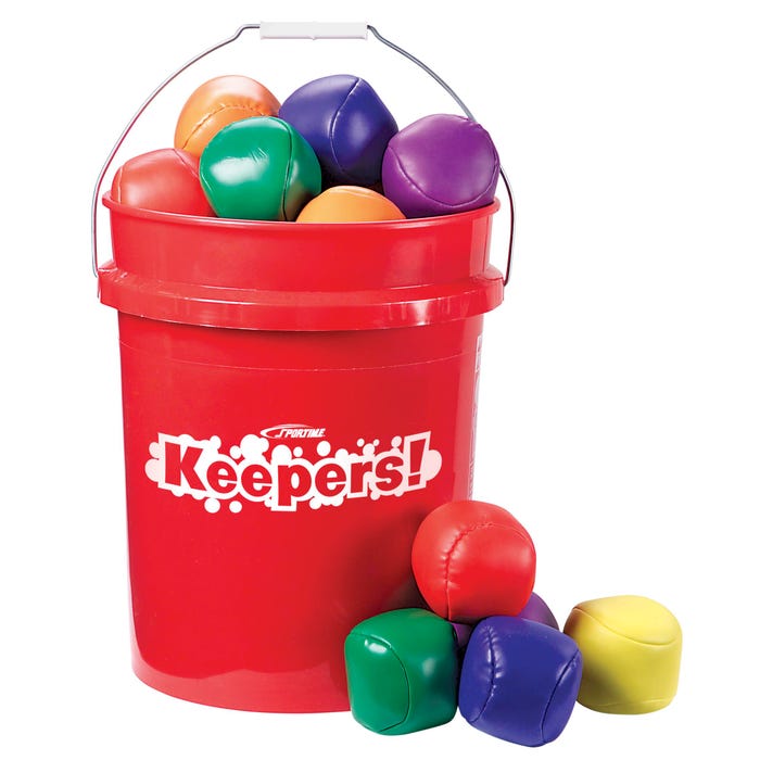 Sportime Keepers Bean Balls, Assorted Colors, Set of 24 with Included Bucket