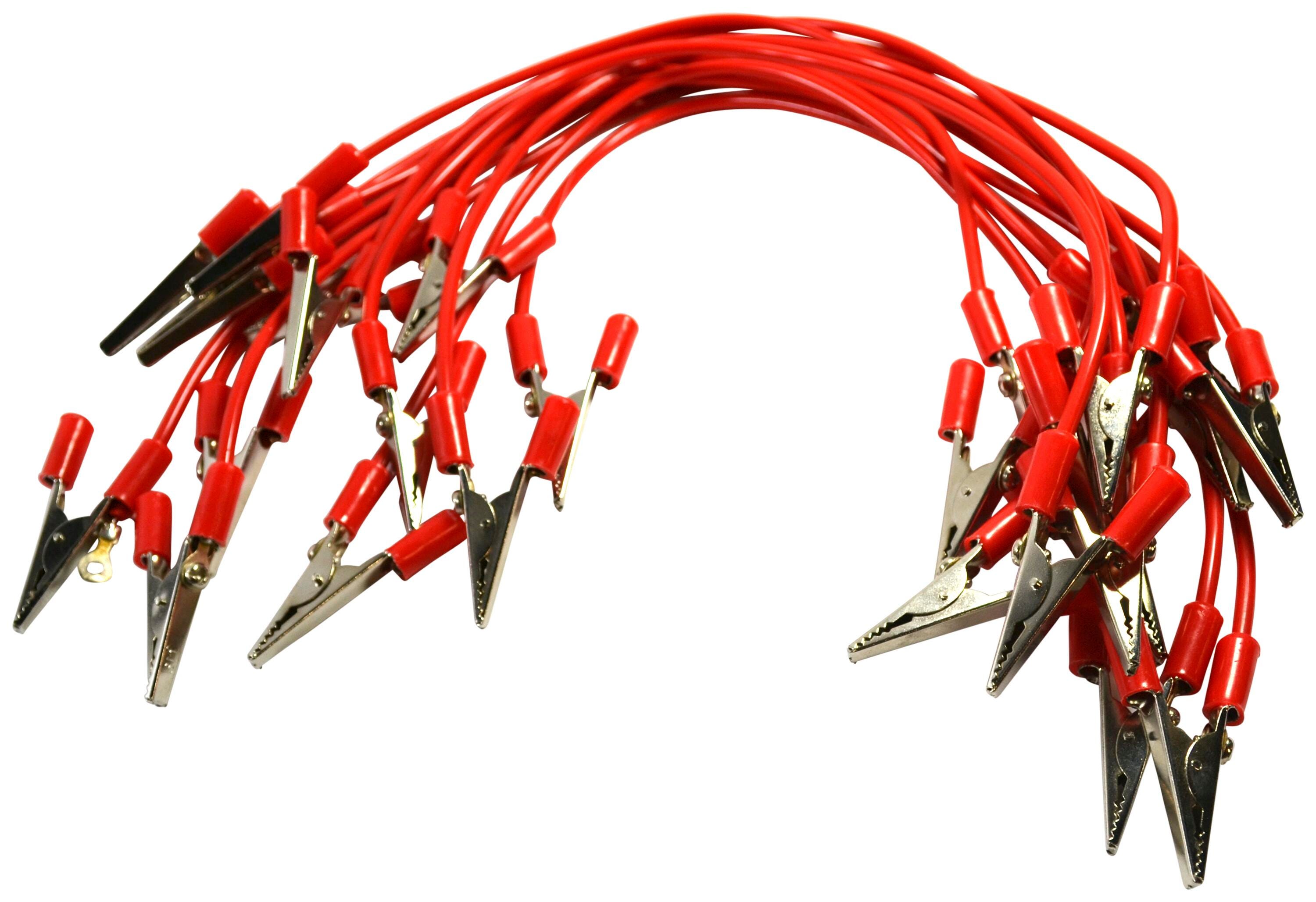 Eisco Labs Connecting Leads, Alligator Clip Ends, 12 Inches, Red, Pack of 12 Item Number 2023076