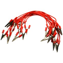 Eisco Labs Connecting Leads, Alligator Clip Ends, 12 Inches, Red, Pack of 12