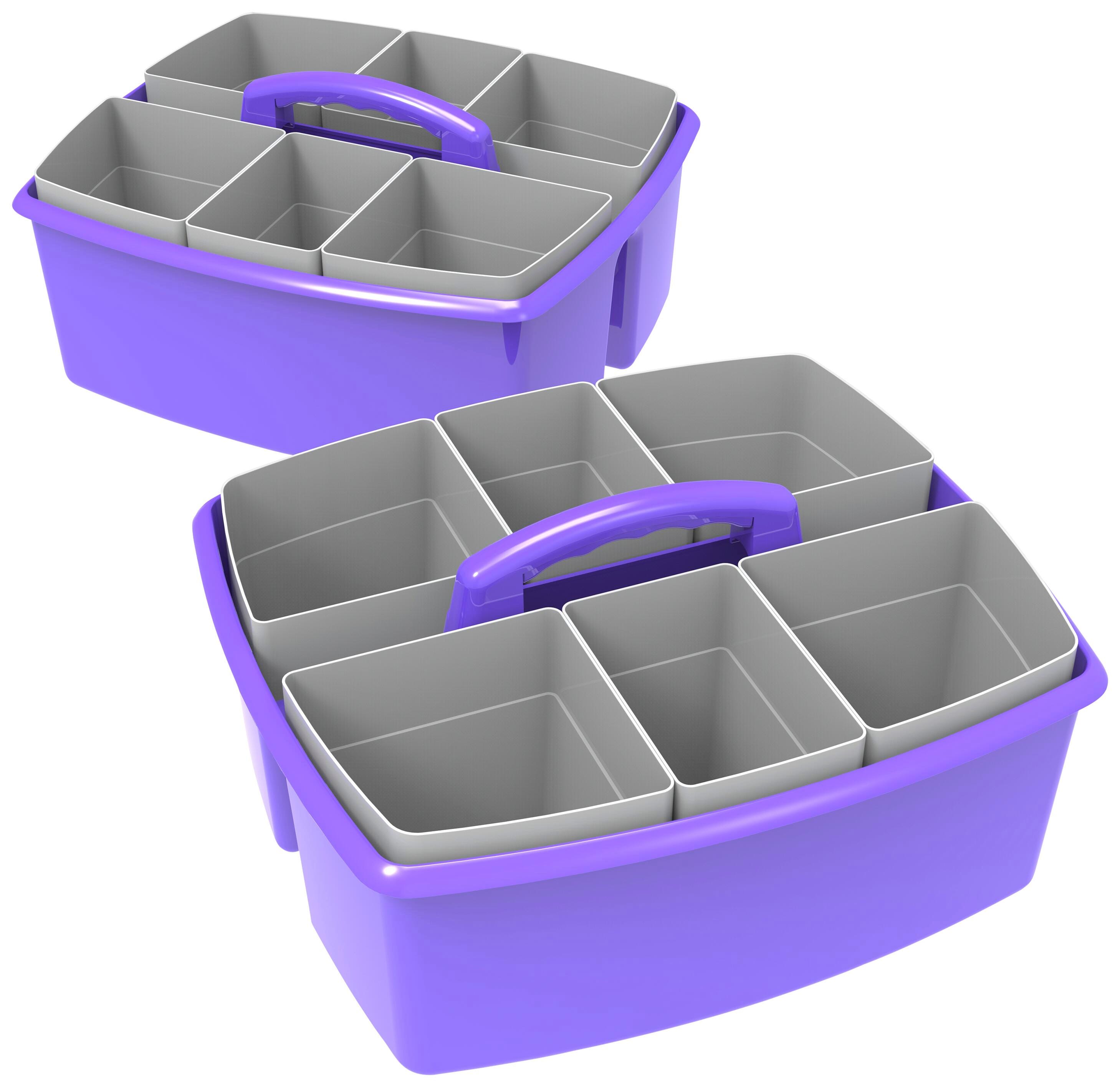 Image for Storex Large Caddy with Sorting Cups, 13 x 11 x 6-3/8 Inches, Purple, Pack of 2 from School Specialty