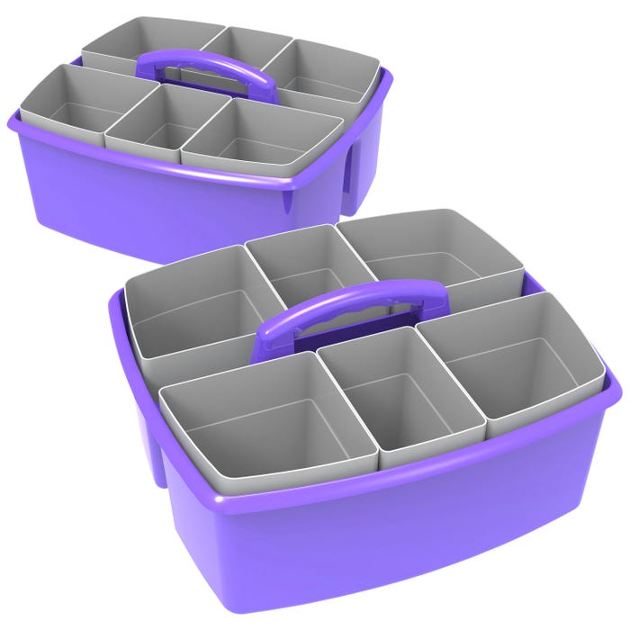 Storex Large Caddy with Sorting Cups, 13 x 11 x 6-3/8 Inches, Purple, Pack of 2