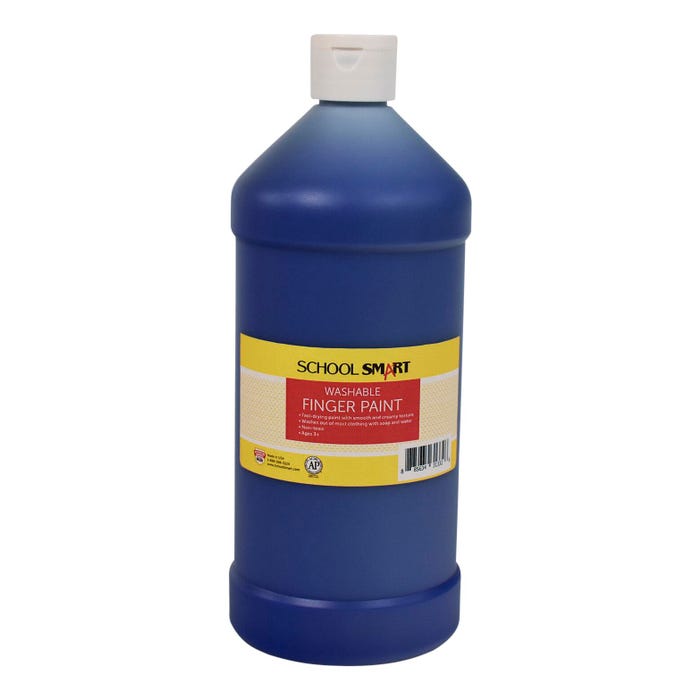 School Smart Washable Finger Paint, Blue, 1 Quart Bottle