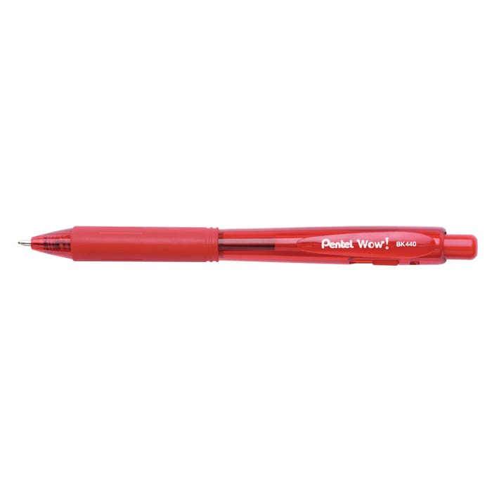 Pentel WOW! Ballpoint Pen, 1 mm Medium Tip, Red, Pack of 12