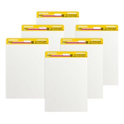 Post-It Self-Stick Easel Pads, 25 x 30 Inches, Unruled, White, 30 Sheets, Pack of 6