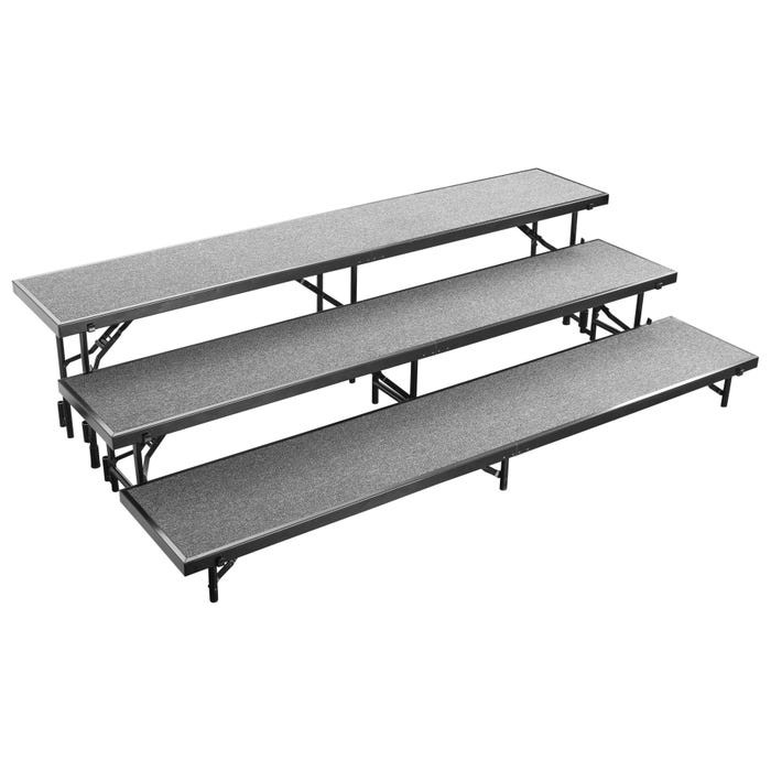 National Public Seating 3 Level Straight Standing Carpet Deck Riser, 18 x 96 x 24 Inches