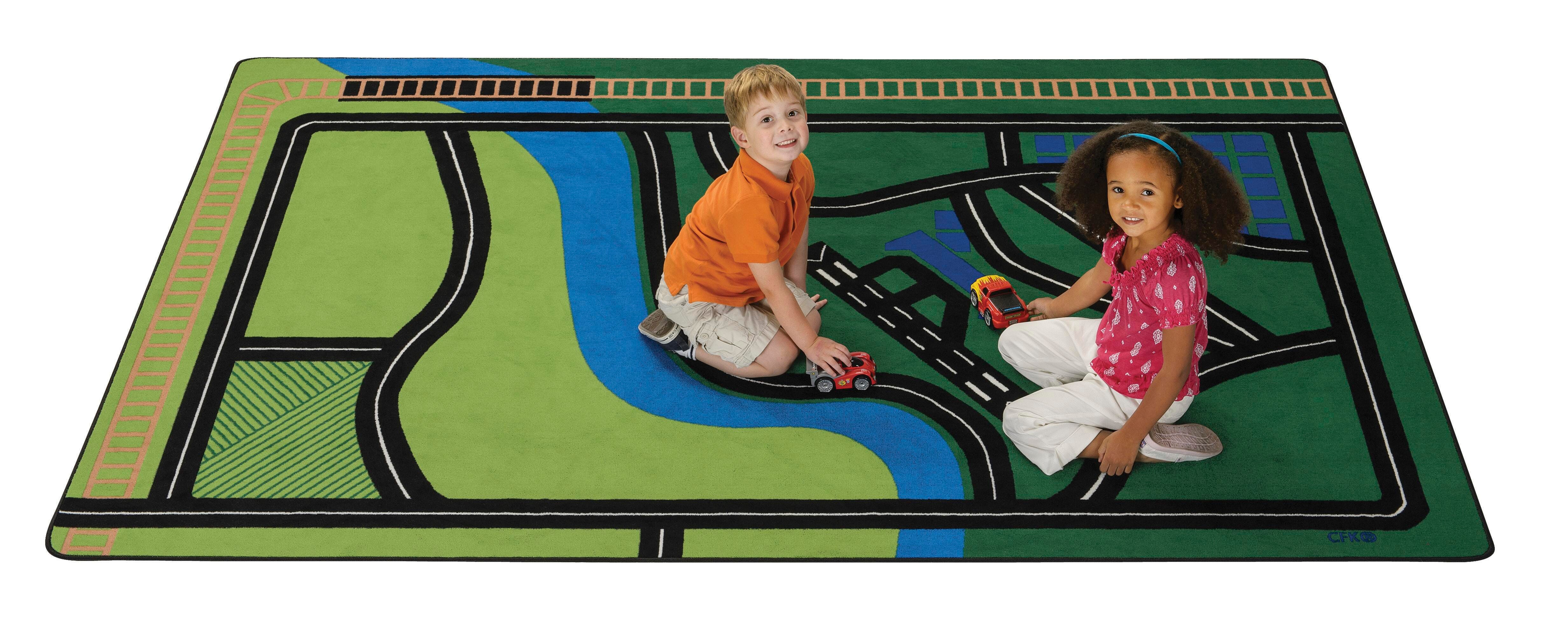 Carpets for Kids Transportation Fun Rug, 6 x 9 ft, Rectangle, Multicolored, Item Number 1467835