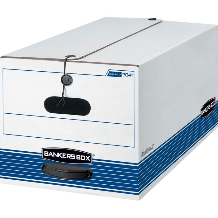 Bankers Box Liberty File Storage Box, Letter Size, 12 x 24 x 10 Inches, White/Blue, Pack of 4