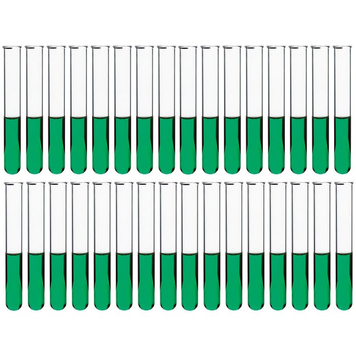 Eisco Labs Rimmed Borosilicate Glass Test Tubes, 30mL, Pack of 32