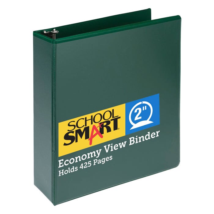 School Smart Polypropylene Round Ring View Binder, 2 Inches, Green
