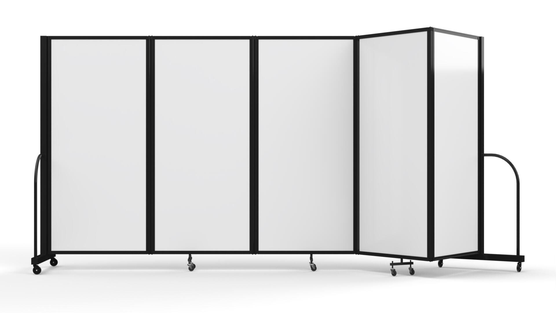 Screenflex Wet-Dry Magnetic Erase Tackable Divider, 5 Panels, 169 x 72 Inches, Charcoal Black 2161960