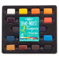 Jack Richeson Semi-Moist Tempera Cakes with Tray, Assorted Colors, Set of 19