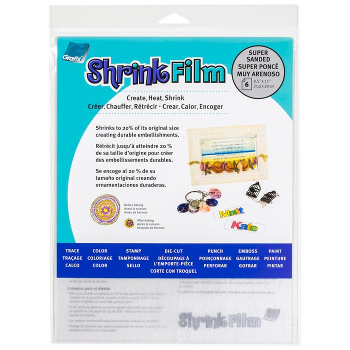 Grafix Shrink Film, 8-1/2 x 11 Inches, Sanded, Pack of 50