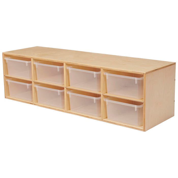 Childcraft Stacker Compartment Storage, 8 Translucent Bins, 46-1/4 x 14-1/4 x 13-3/4 Inches