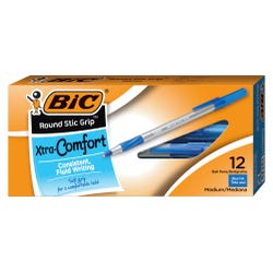 BIC Round Stic Xtra Comfort Ballpoint Pens, Medium Point, Blue, Pack of 12 038405
